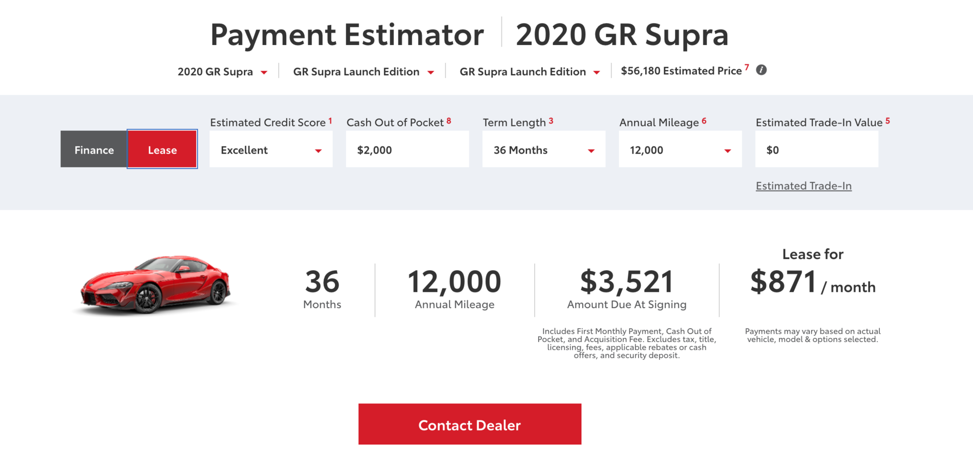 US Bank lease numbers / Leasing options for the Supra